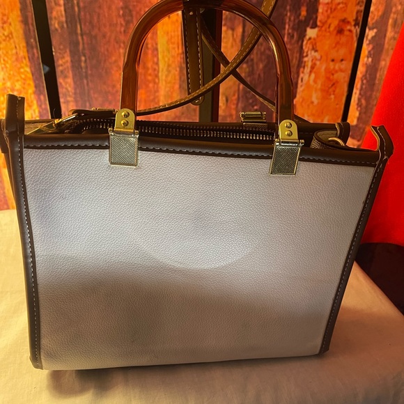 White and brown Belleborg shoulder purse - Picture 5 of 5